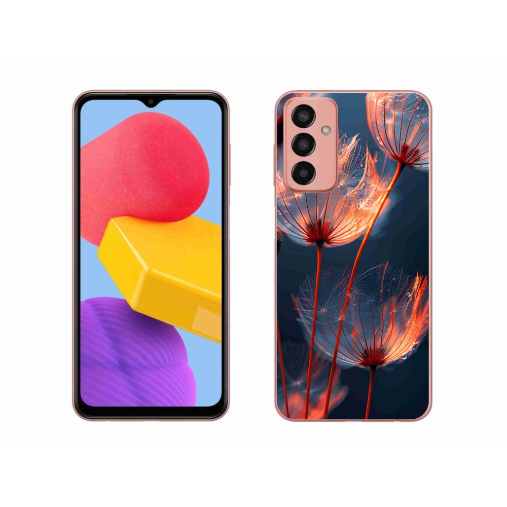 Gélový kryt mmCase na Samsung Galaxy M13 - svetielkujúce páperie