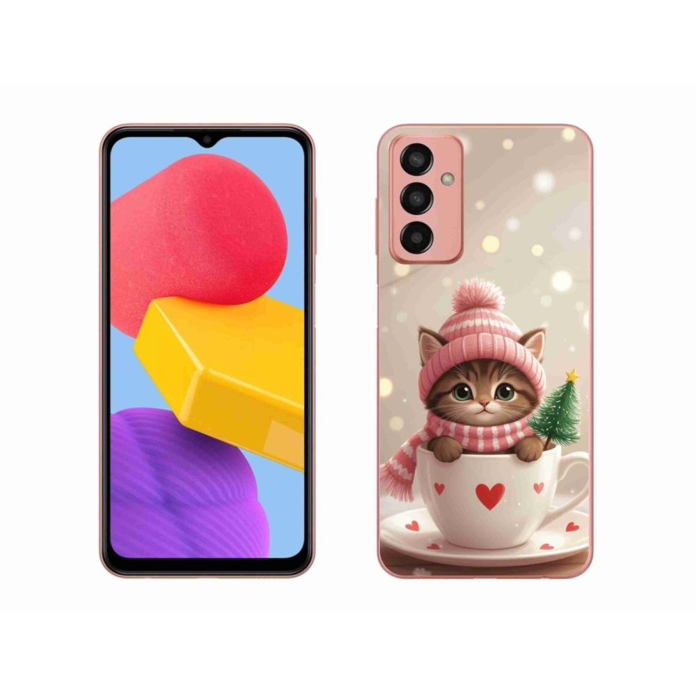 Gélový kryt mmCase na Samsung Galaxy M13 - vianočné mačiatko v hrnčeku