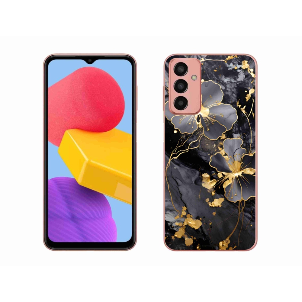 Gélový kryt mmCase na Samsung Galaxy M13 - zlaté kvety