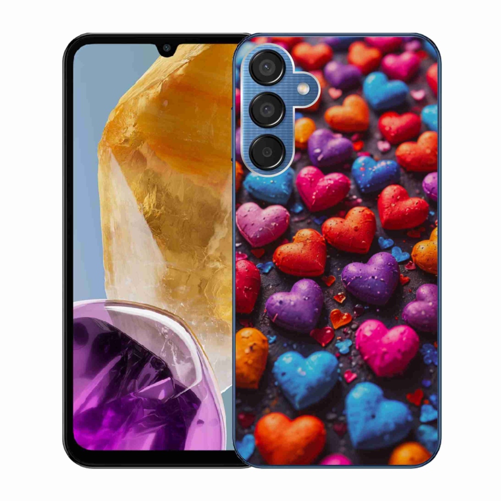 Gélový kryt mmCase na Samsung Galaxy M15 5G - farebné srdcia