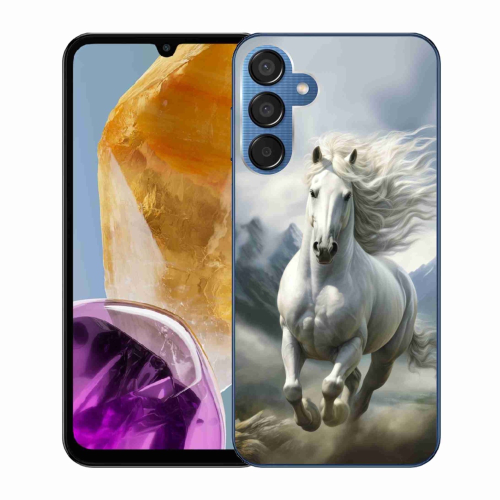 Gélový kryt mmCase na Samsung Galaxy M15 5G - bežiaci biely kôň 3