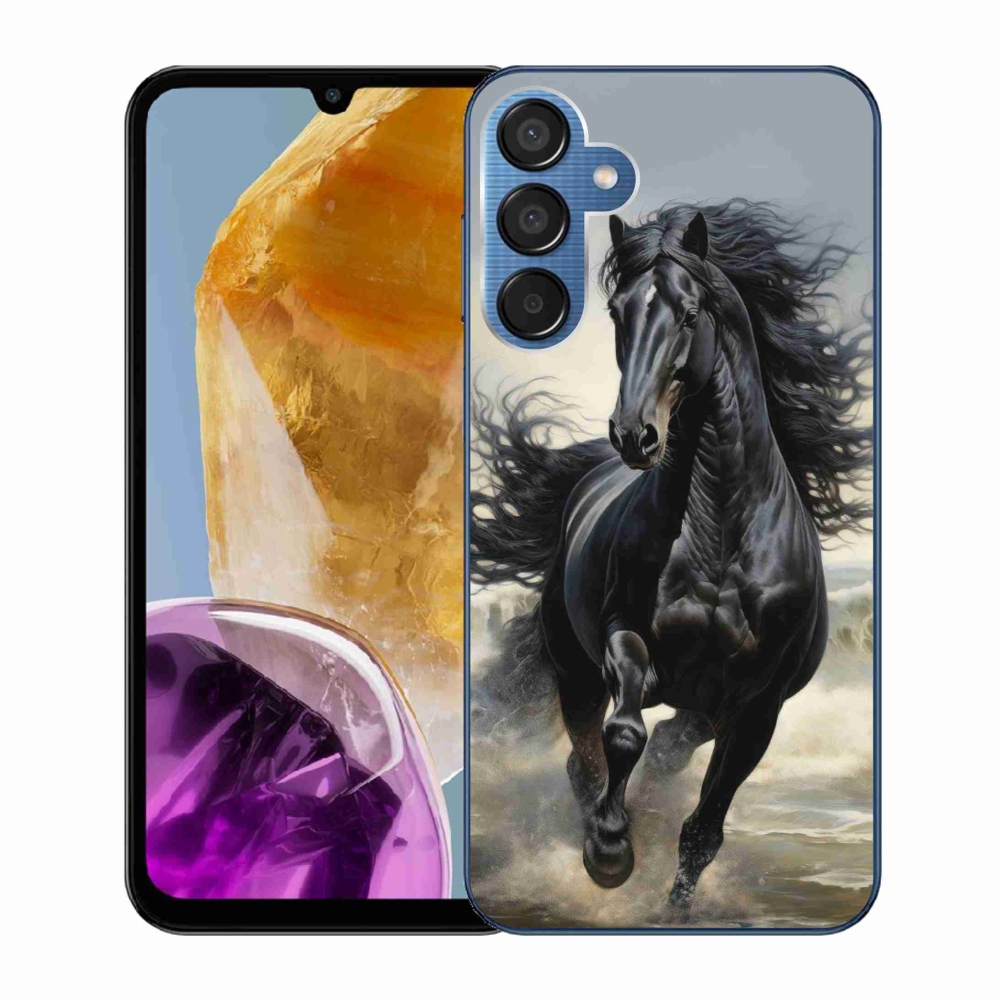 Gélový kryt mmCase na Samsung Galaxy M15 5G - bežiaci čierny kôň