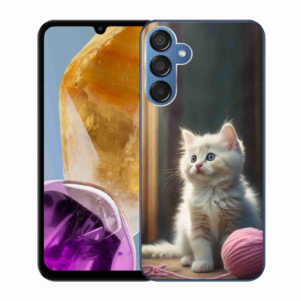 Gélový kryt mmCase na Samsung Galaxy M15 5G - biele mačiatko 2