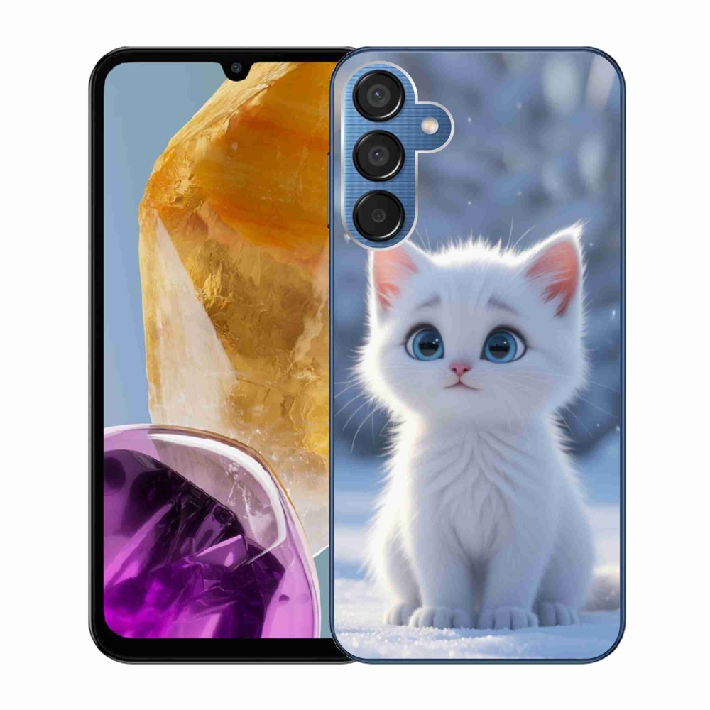 Gélový kryt mmCase na Samsung Galaxy M15 5G - biele mačiatko 3