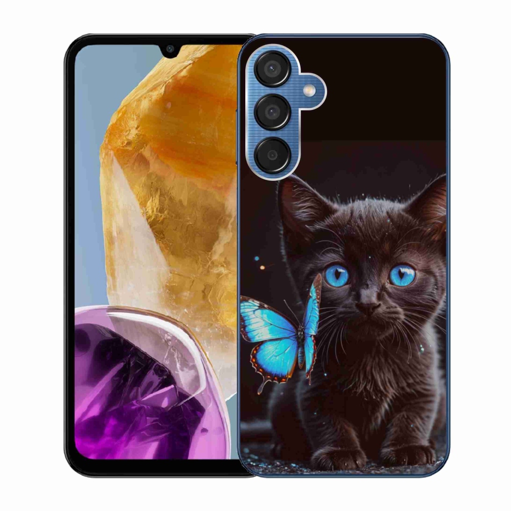 Gélový kryt mmCase na Samsung Galaxy M15 5G - čierne mačiatko 3