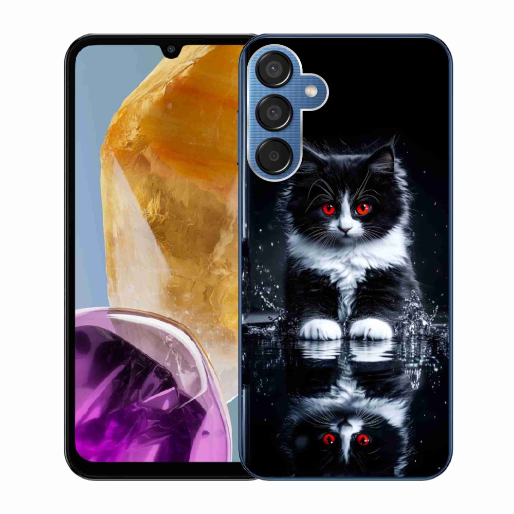 Gélový kryt mmCase na Samsung Galaxy M15 5G - čiernobiele mačiatko