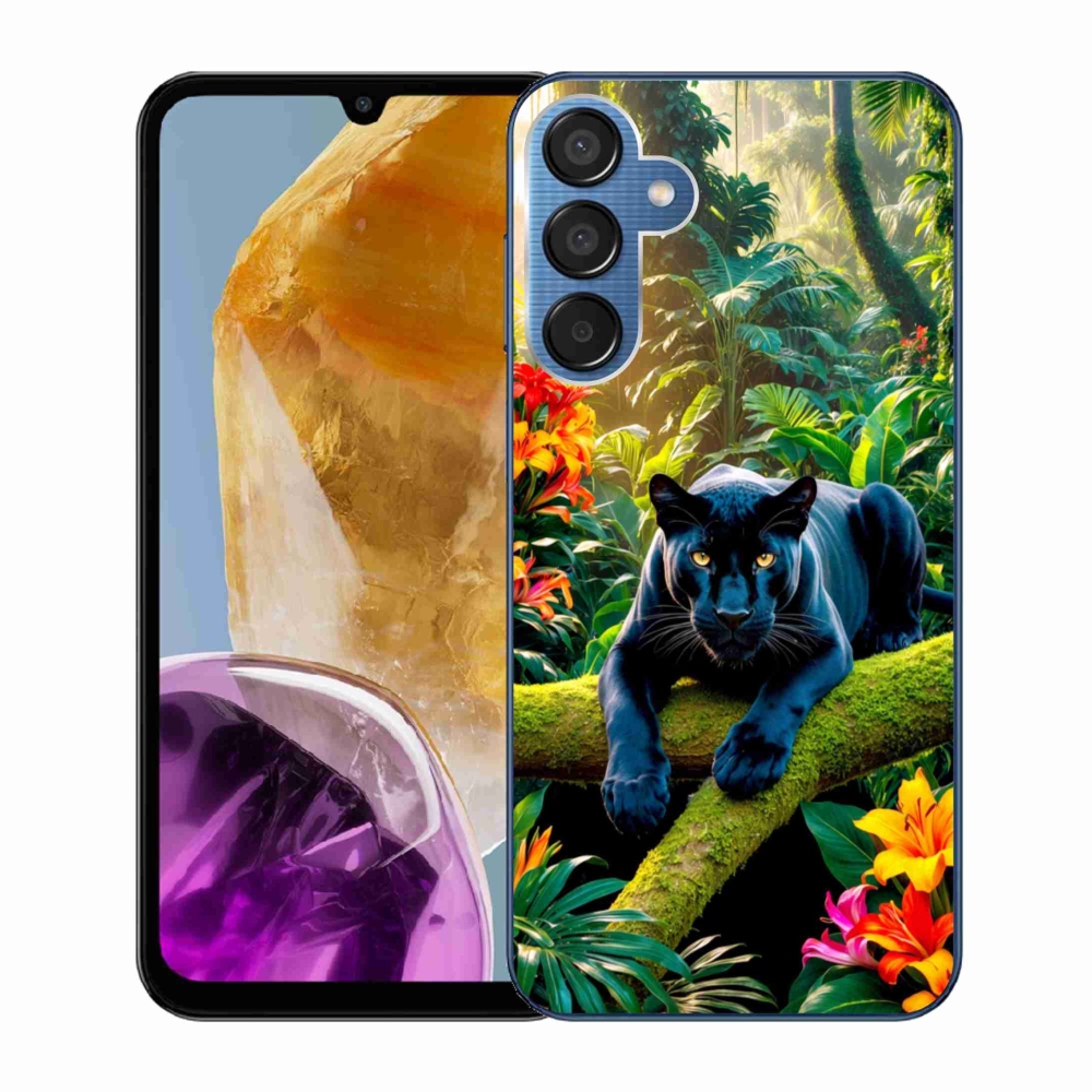 Gélový kryt mmCase na Samsung Galaxy M15 5G - čierny panter v džungli