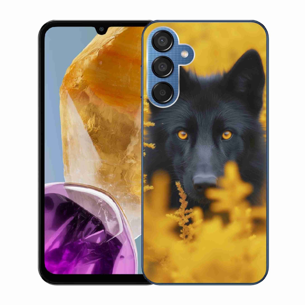 Gélový kryt mmCase na Samsung Galaxy M15 5G - čierny vlk 2