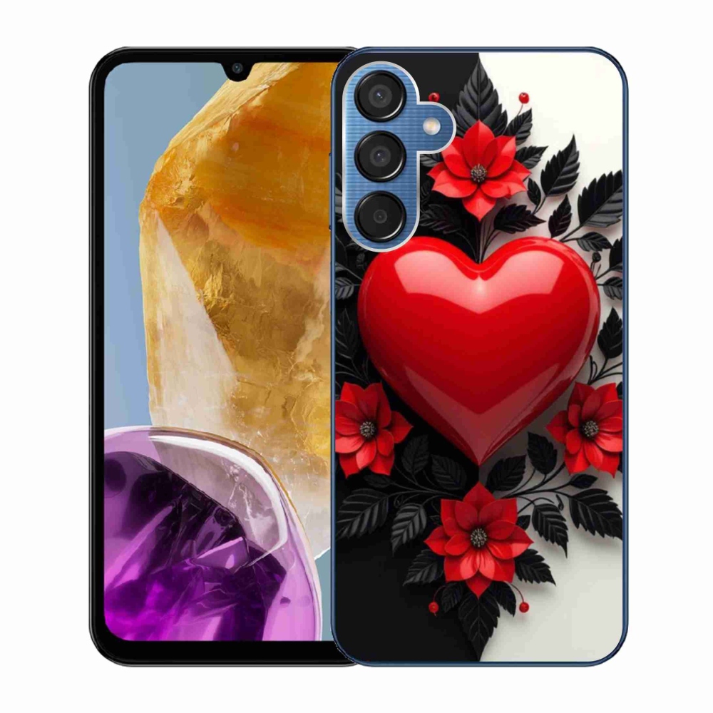 Gélový kryt mmCase na Samsung Galaxy M15 5G - červené srdce