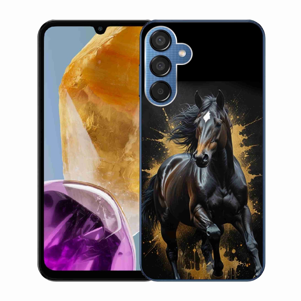 Gélový kryt mmCase na Samsung Galaxy M15 5G - elegantný čierny žrebec