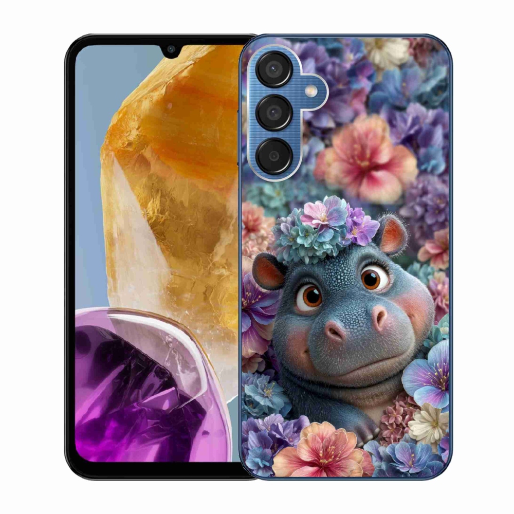 Gélový kryt mmCase na Samsung Galaxy M15 5G - hrošík v kvetoch