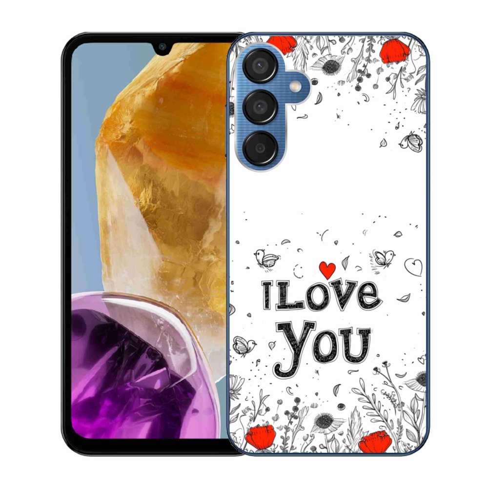 Gélový kryt mmCase na Samsung Galaxy M15 5G - I love you biele pozadie