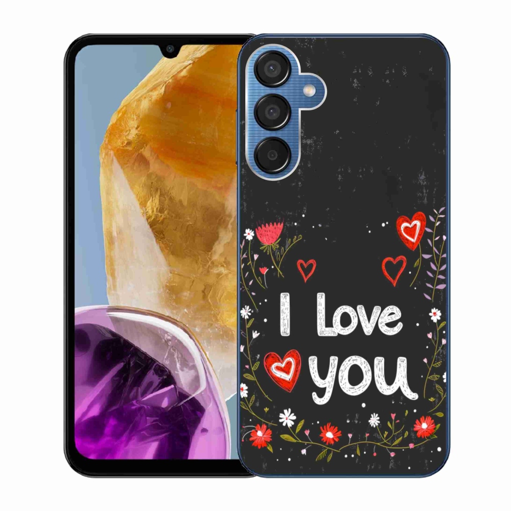 Gélový kryt mmCase na Samsung Galaxy M15 5G - I love you čierne pozadie