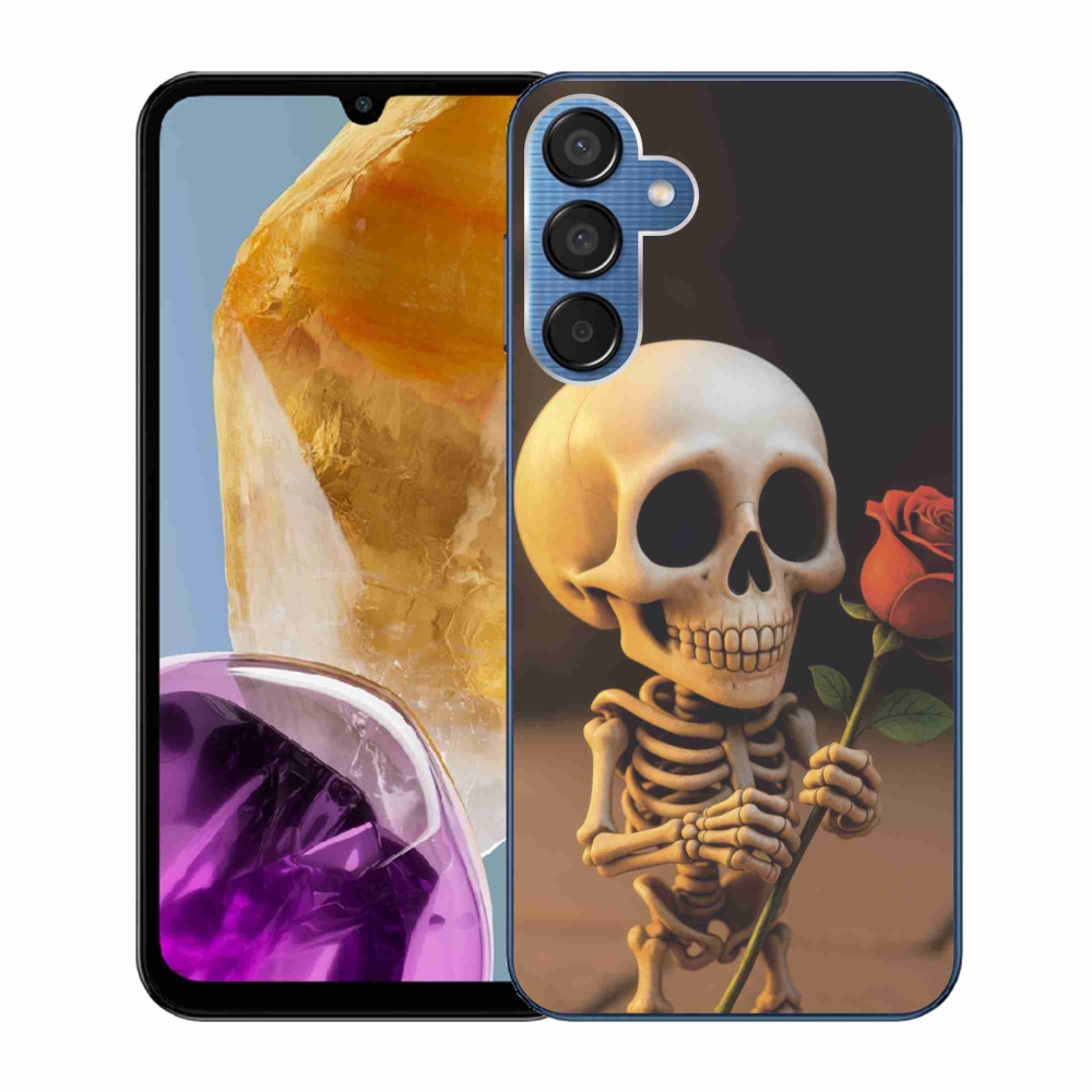 Gélový kryt mmCase na Samsung Galaxy M15 5G - kostlivec s ružou