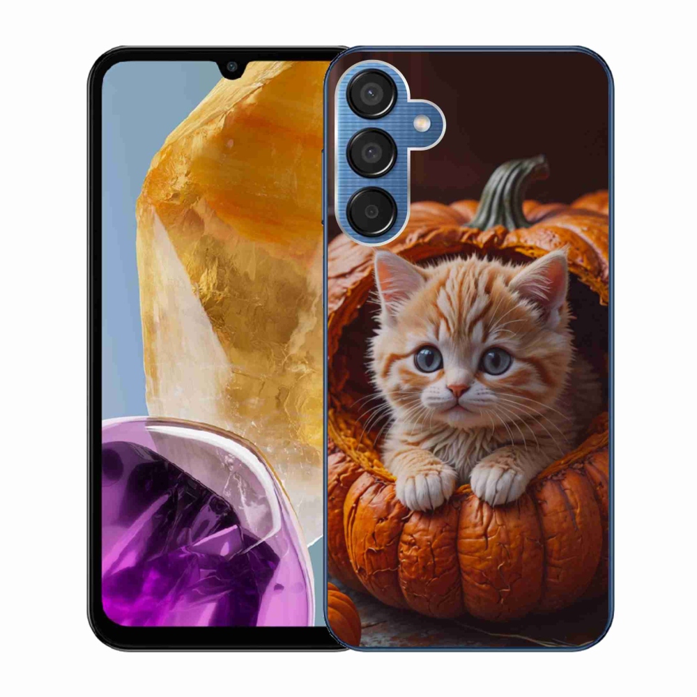 Gélový kryt mmCase na Samsung Galaxy M15 5G - mačiatko a tekvica 2