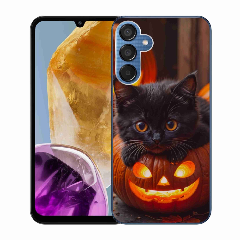 Gélový kryt mmCase na Samsung Galaxy M15 5G - mačiatko a tekvica