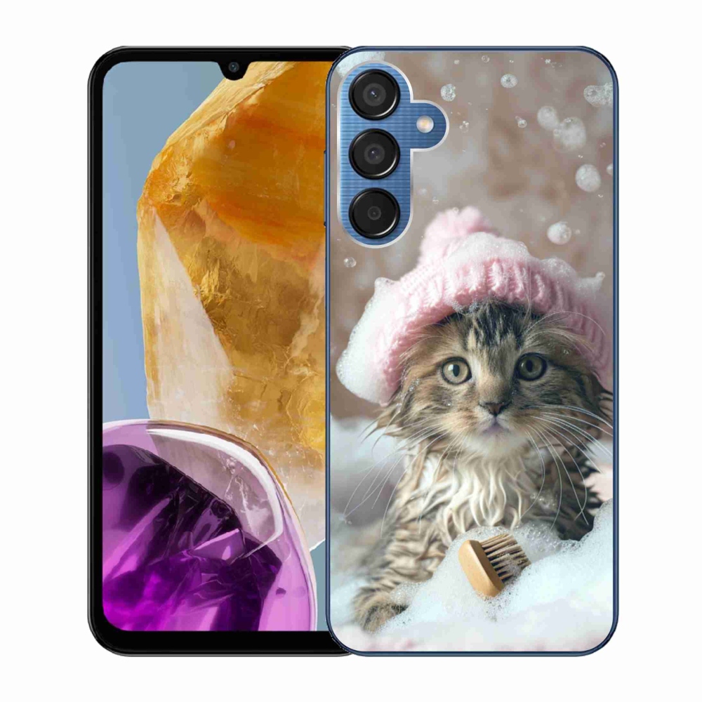 Gélový kryt mmCase na Samsung Galaxy M15 5G - mačiatko a kúpeľ