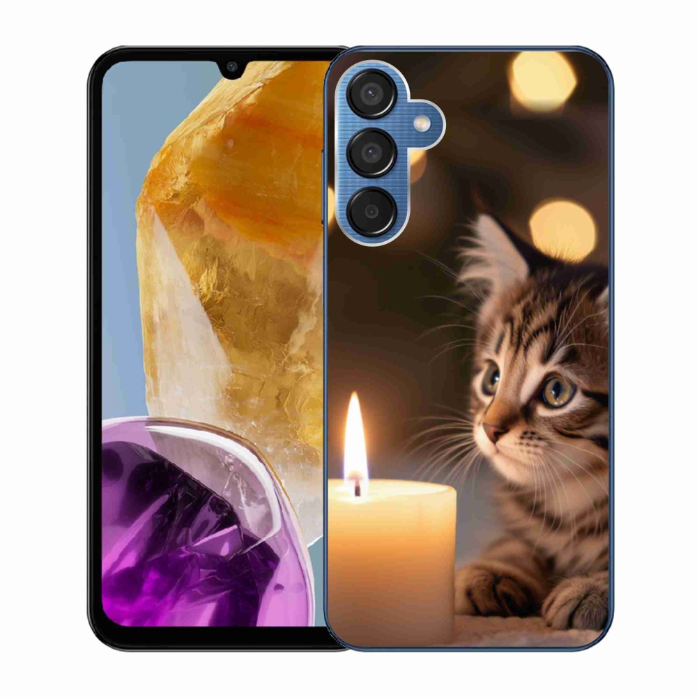 Gélový kryt mmCase na Samsung Galaxy M15 5G - mačiatko a sviečka