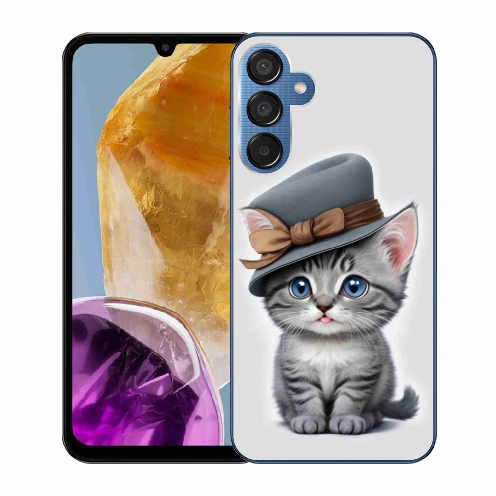 Gélový kryt mmCase na Samsung Galaxy M15 5G - mačiatko s klobúkom
