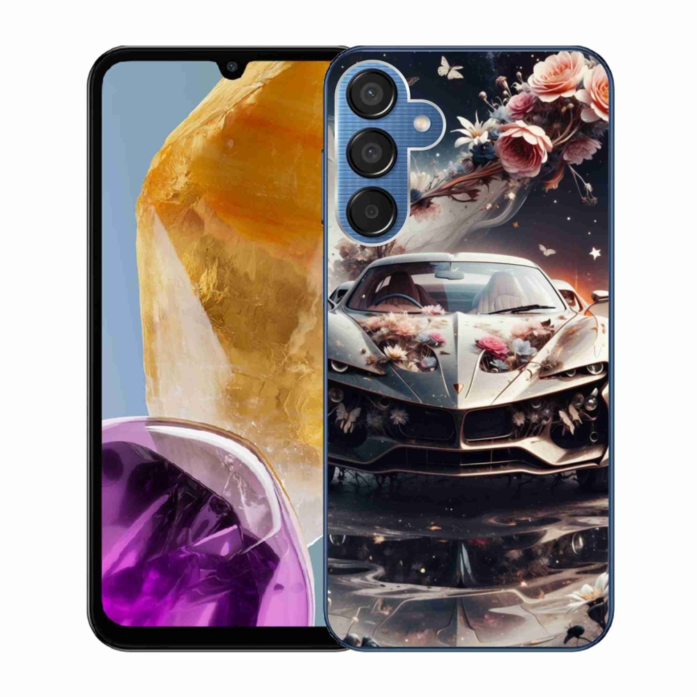 Gélový kryt mmCase na Samsung Galaxy M15 5G - kvetinový športový automobil