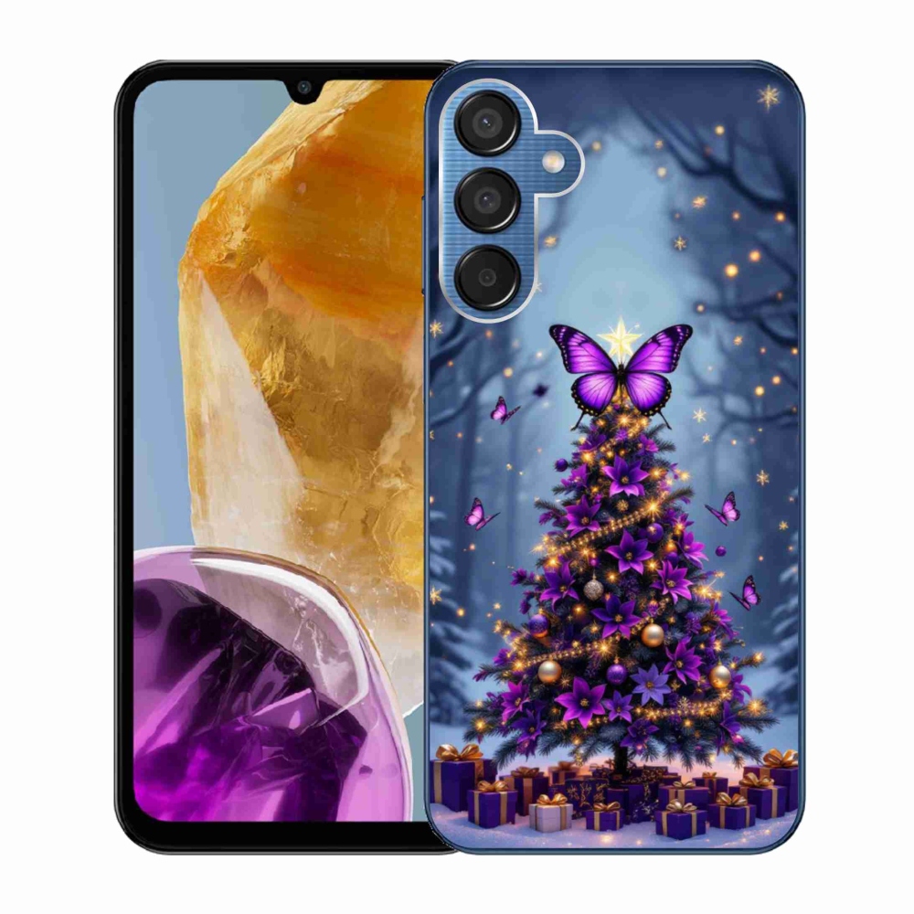 Gélový kryt mmCase na Samsung Galaxy M15 5G - motýlí vianočný stromček