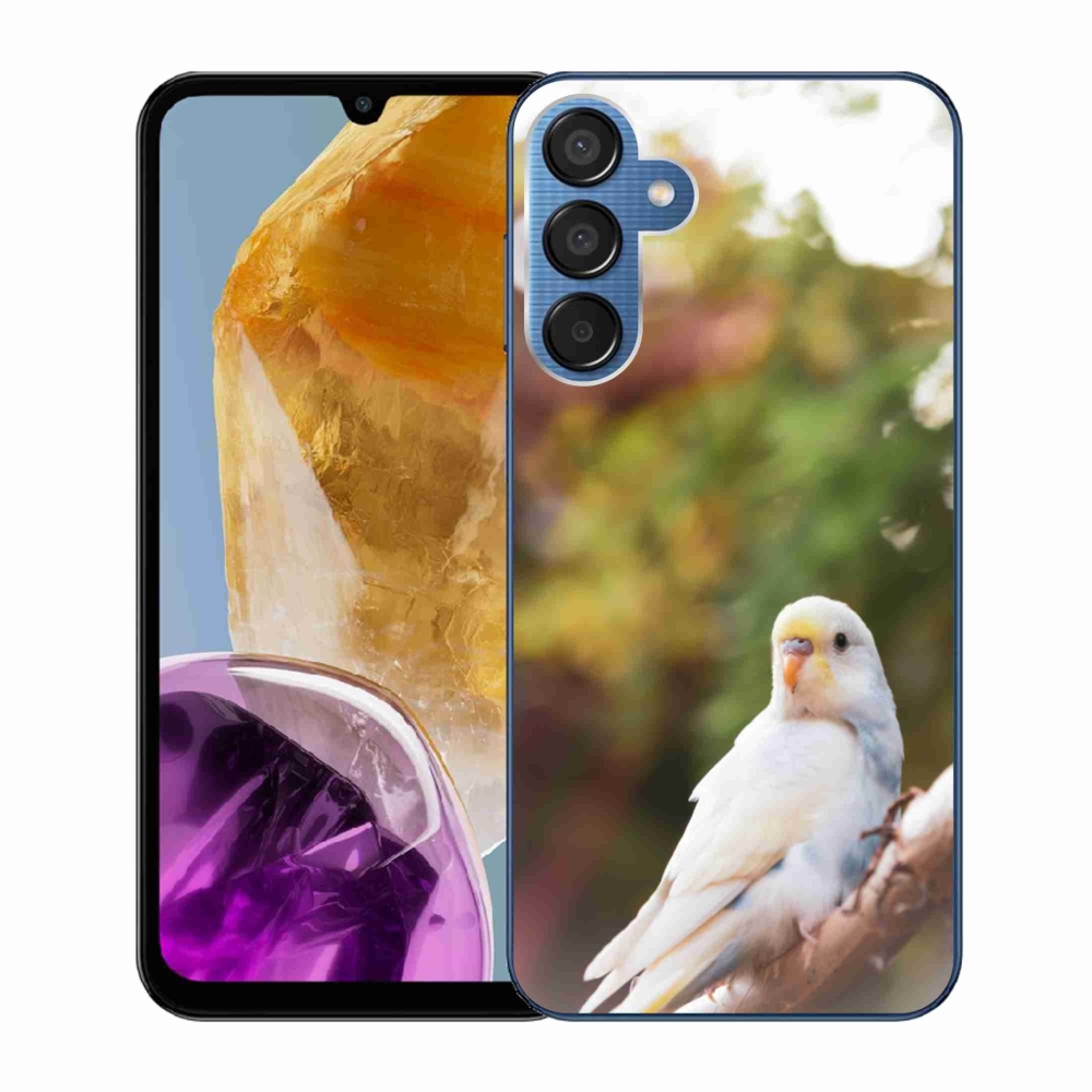 Gélový kryt mmCase na Samsung Galaxy M15 5G - papagáj andulka biela