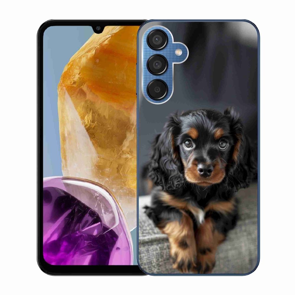 Gélový kryt mmCase na Samsung Galaxy M15 5G - roztomilý dlhosrstý jazvečík