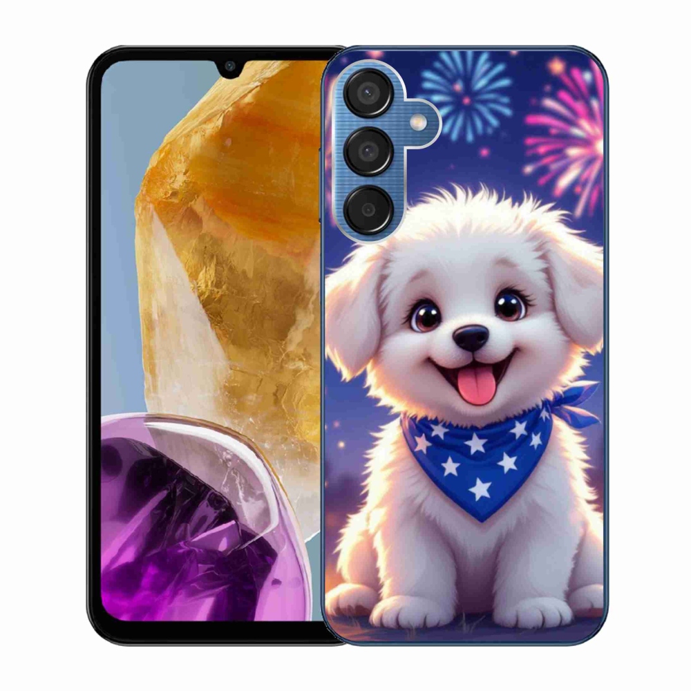 Gélový kryt mmCase na Samsung Galaxy M15 5G - slávnostné šteňa