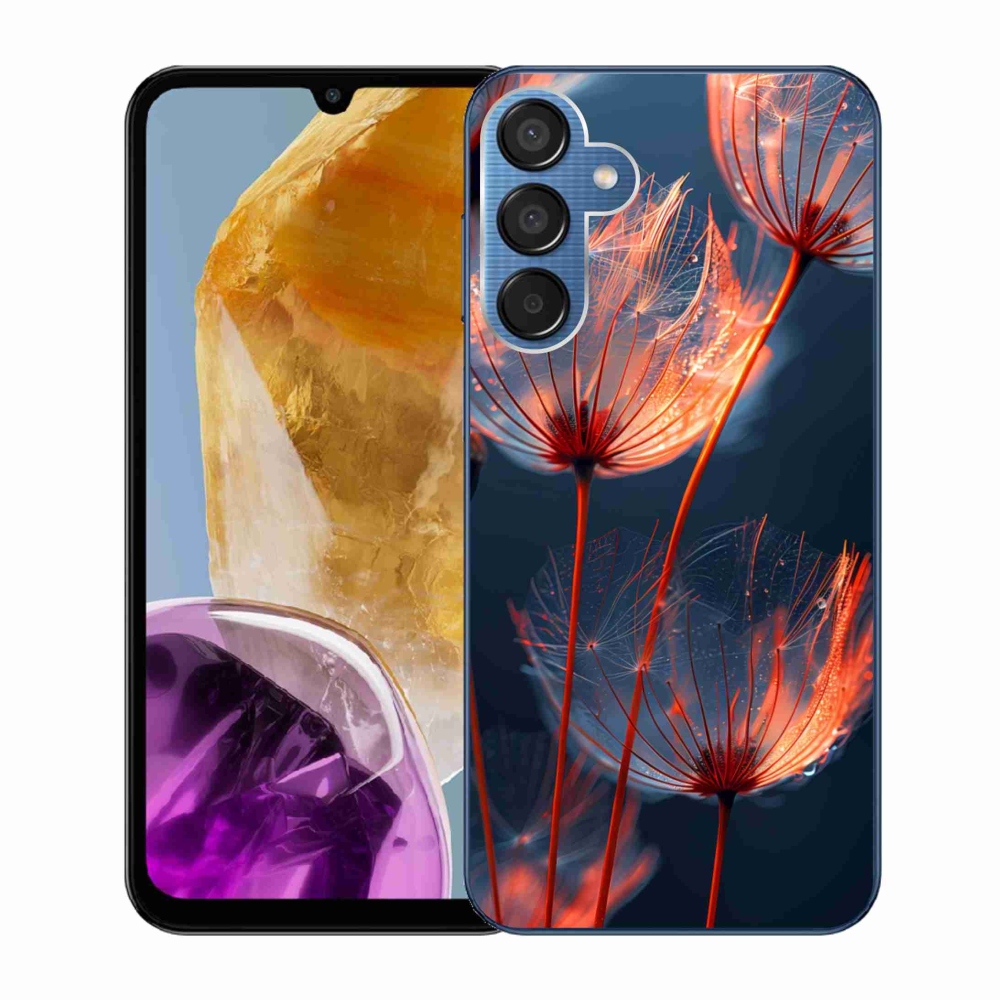 Gélový kryt mmCase na Samsung Galaxy M15 5G - svetielkujúce páperie