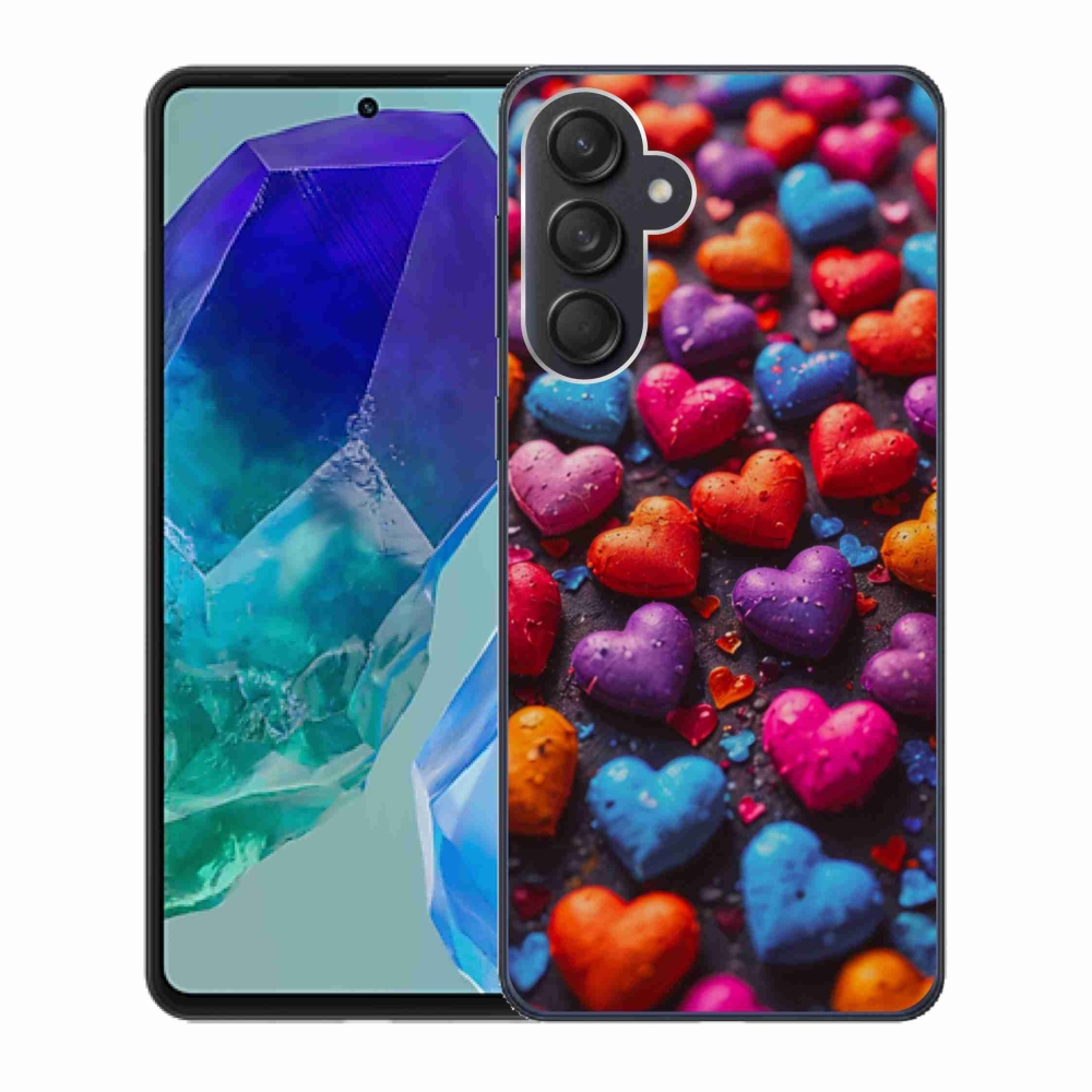 Gélový kryt mmCase na Samsung Galaxy M55 5G - farebné srdcia