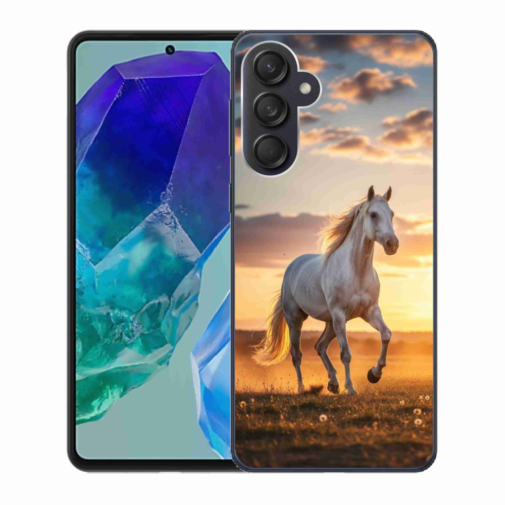 Gélový kryt mmCase na Samsung Galaxy M55 5G - bežiaci biely kôň 2