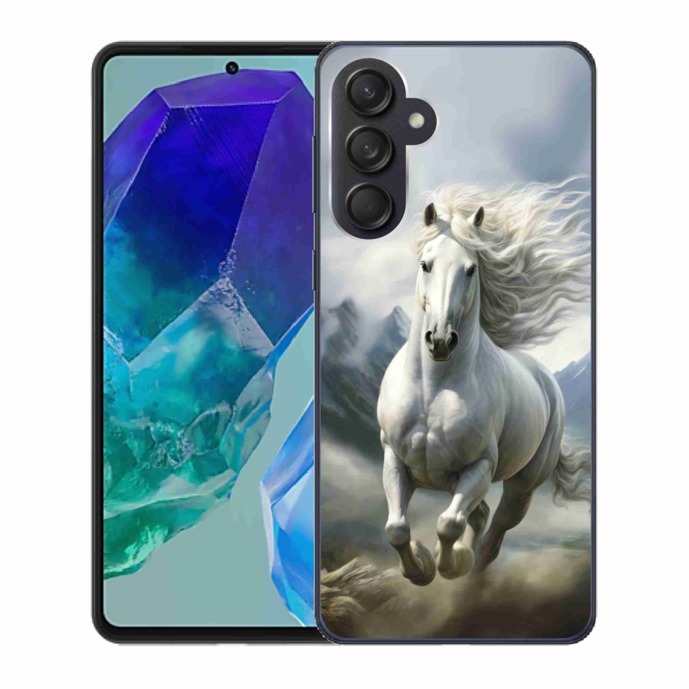 Gélový kryt mmCase na Samsung Galaxy M55 5G - bežiaci biely kôň 3