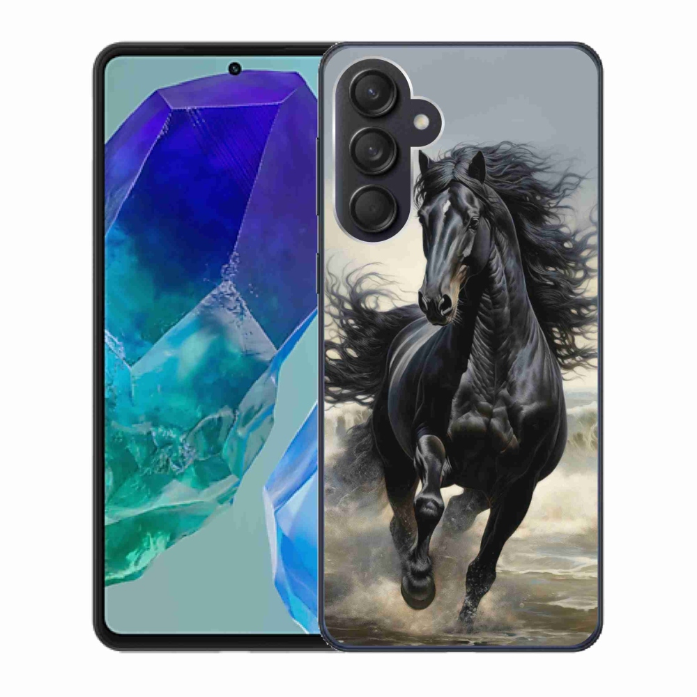 Gélový kryt mmCase na Samsung Galaxy M55 5G - bežiaci čierny kôň