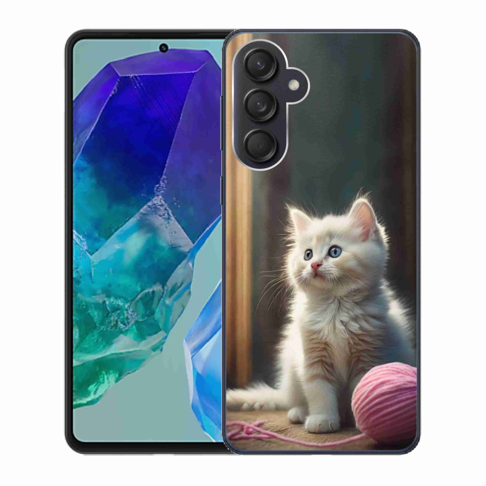Gélový kryt mmCase na Samsung Galaxy M55 5G - biele mačiatko 2