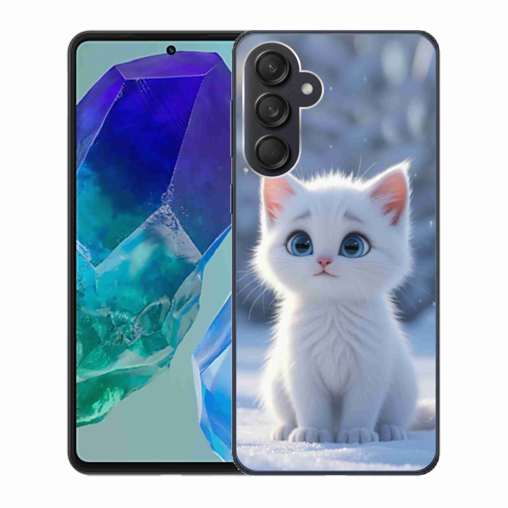Gélový kryt mmCase na Samsung Galaxy M55 5G - biele mačiatko 3