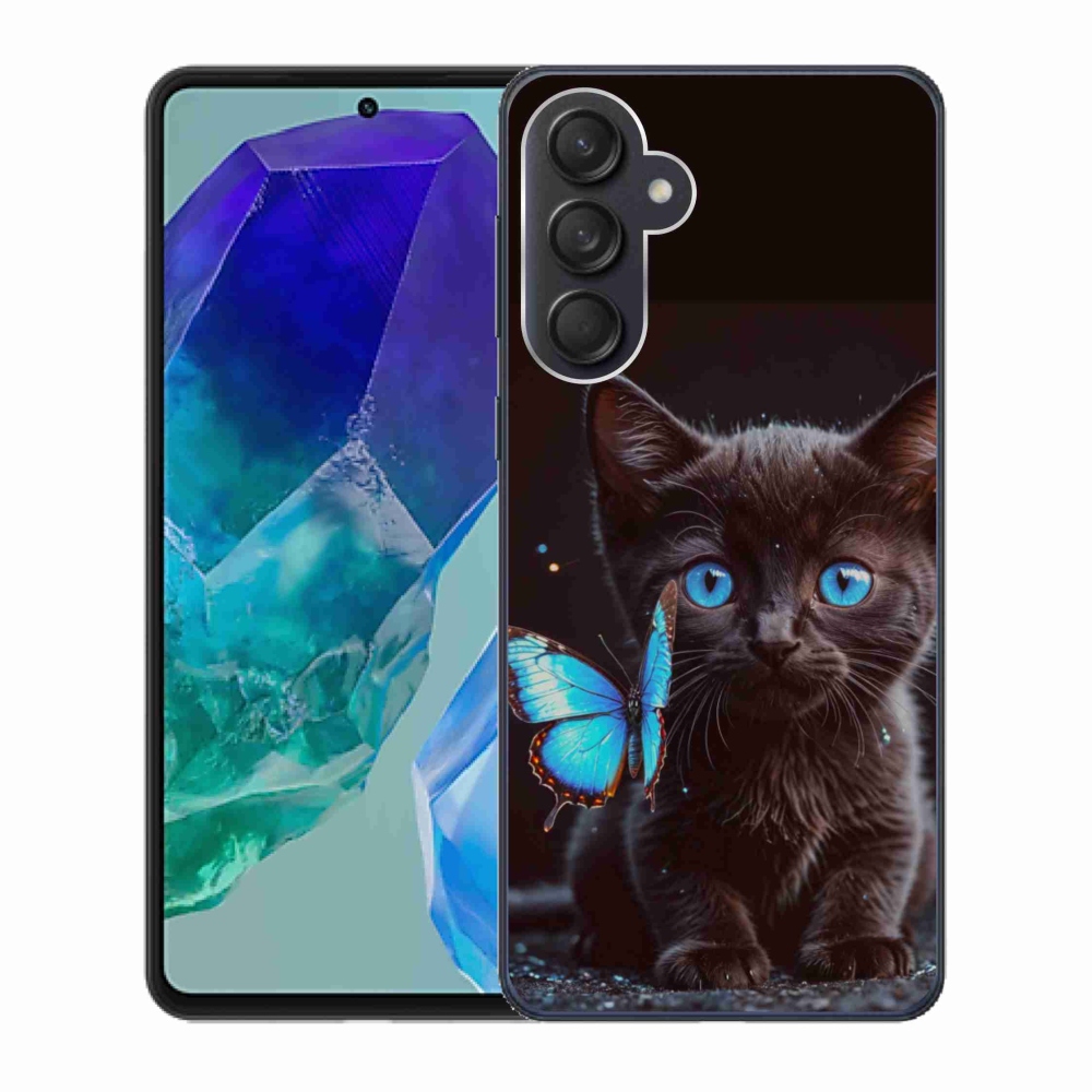 Gélový kryt mmCase na Samsung Galaxy M55 5G - čierne mačiatko 3
