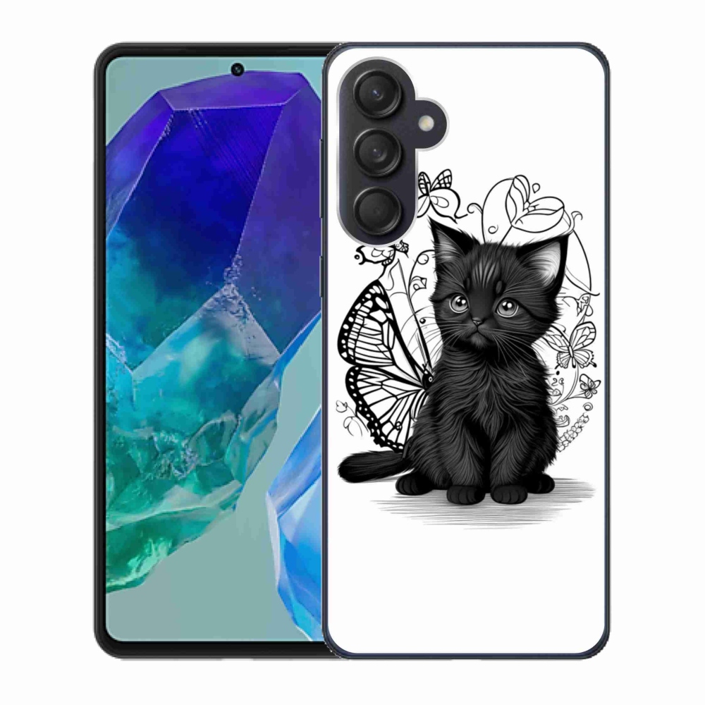Gélový kryt mmCase na Samsung Galaxy M55 5G - čierne mačiatko