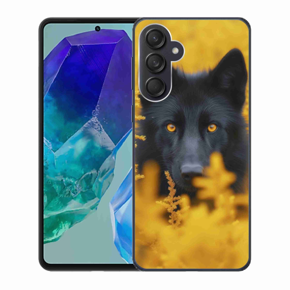 Gélový kryt mmCase na Samsung Galaxy M55 5G - čierny vlk 2