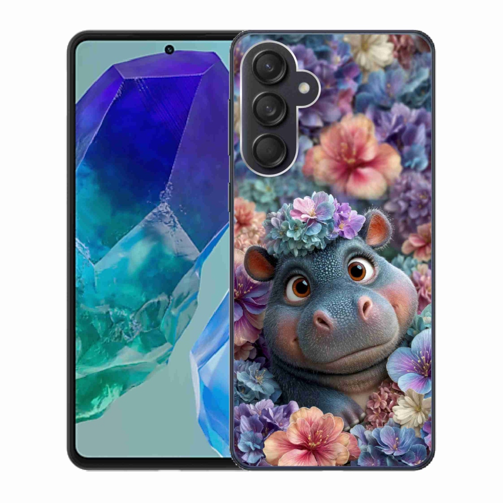Gélový kryt mmCase na Samsung Galaxy M55 5G - hrošík v kvetoch