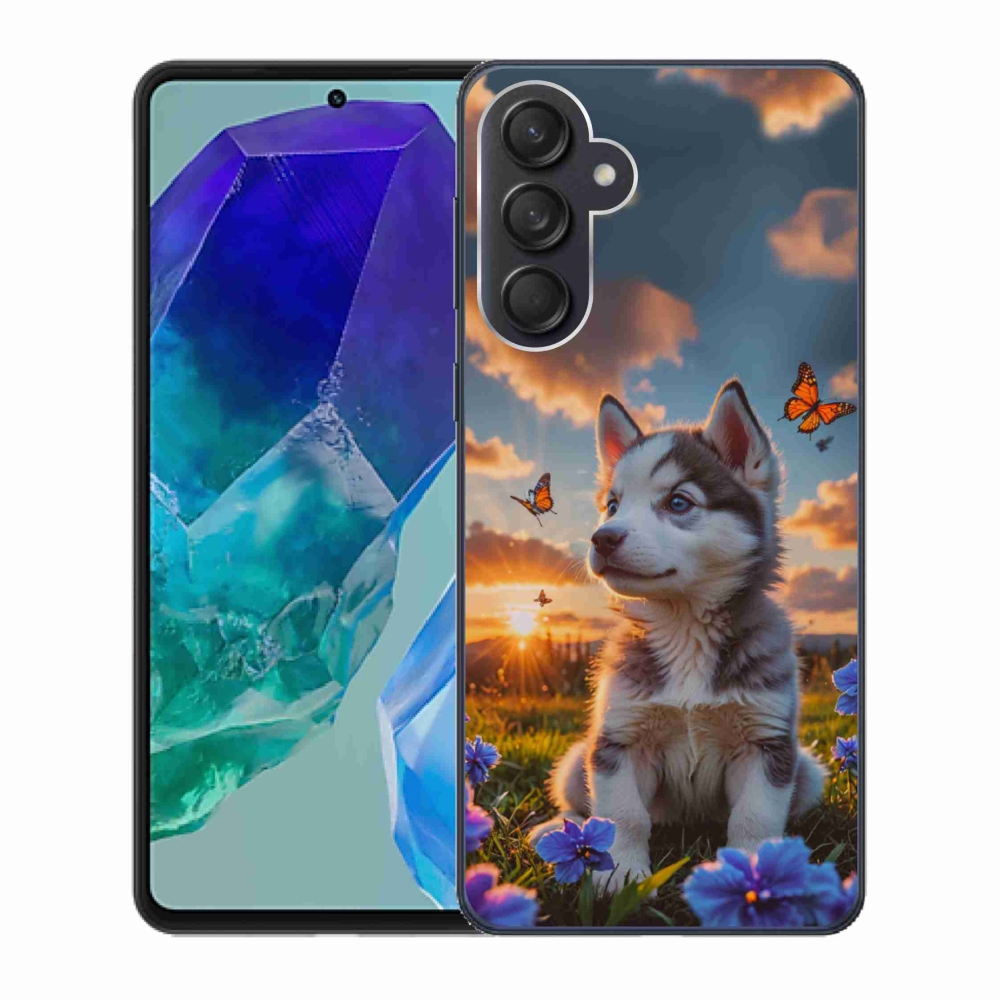Gélový kryt mmCase na Samsung Galaxy M55 5G - husky pri západe slnka