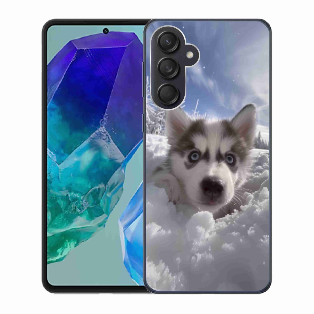 Gélový kryt mmCase na Samsung Galaxy M55 5G - husky v snehu