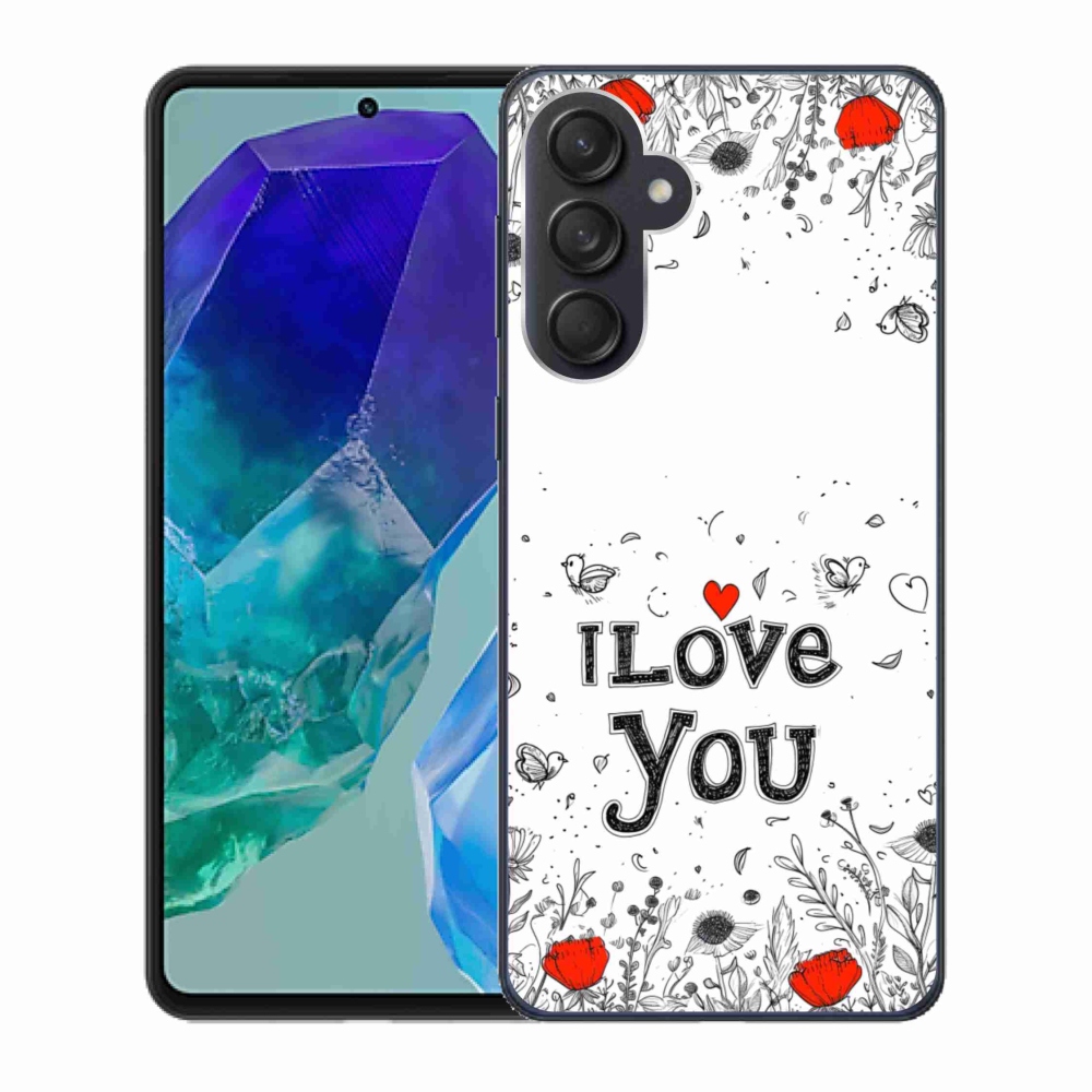 Gélový kryt mmCase na Samsung Galaxy M55 5G - I love you biele pozadie