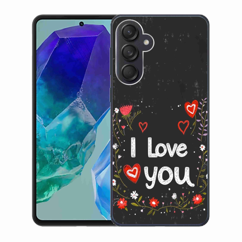 Gélový kryt mmCase na Samsung Galaxy M55 5G - I love you čierne pozadie