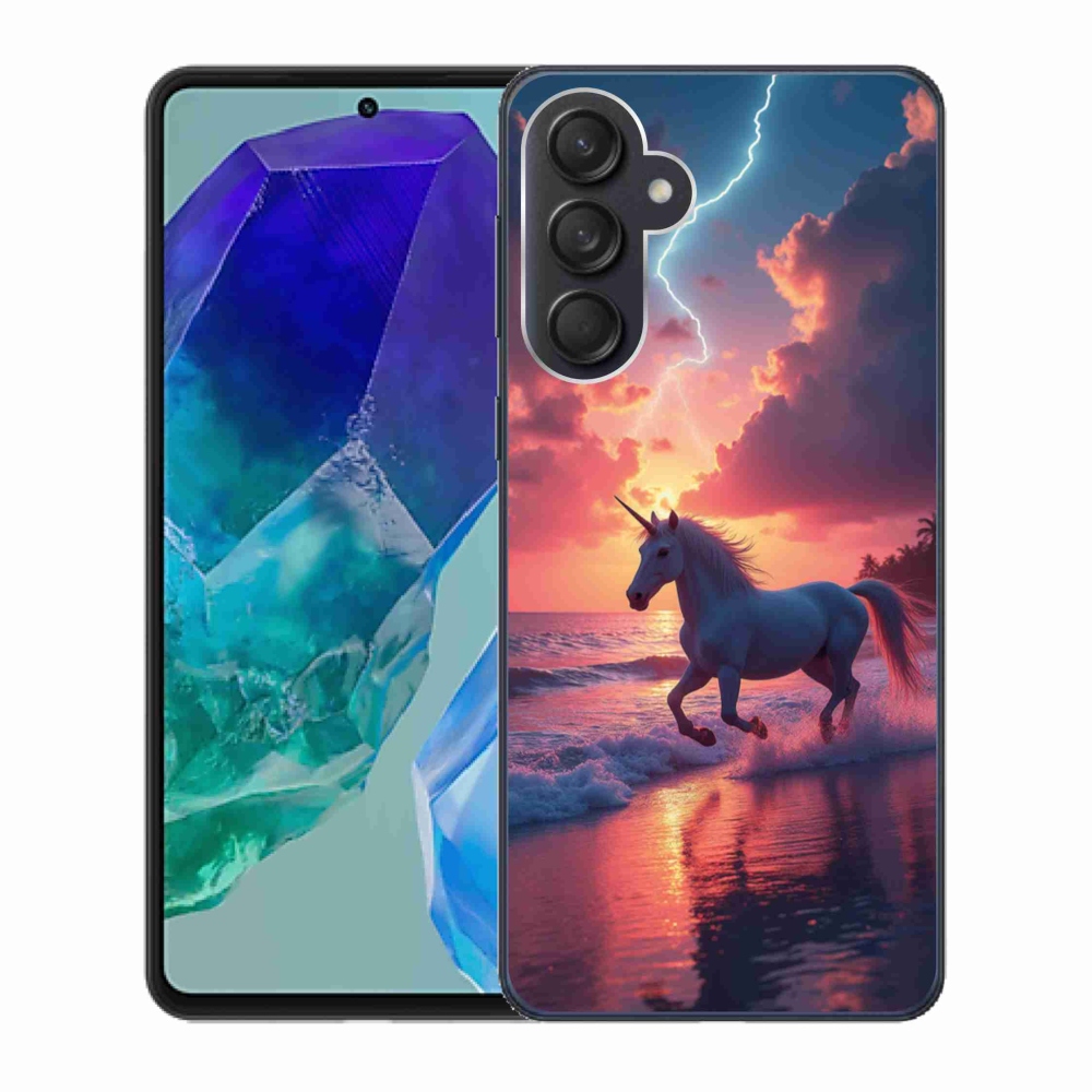Gélový kryt mmCase na Samsung Galaxy M55 5G - jednorožec na pláži