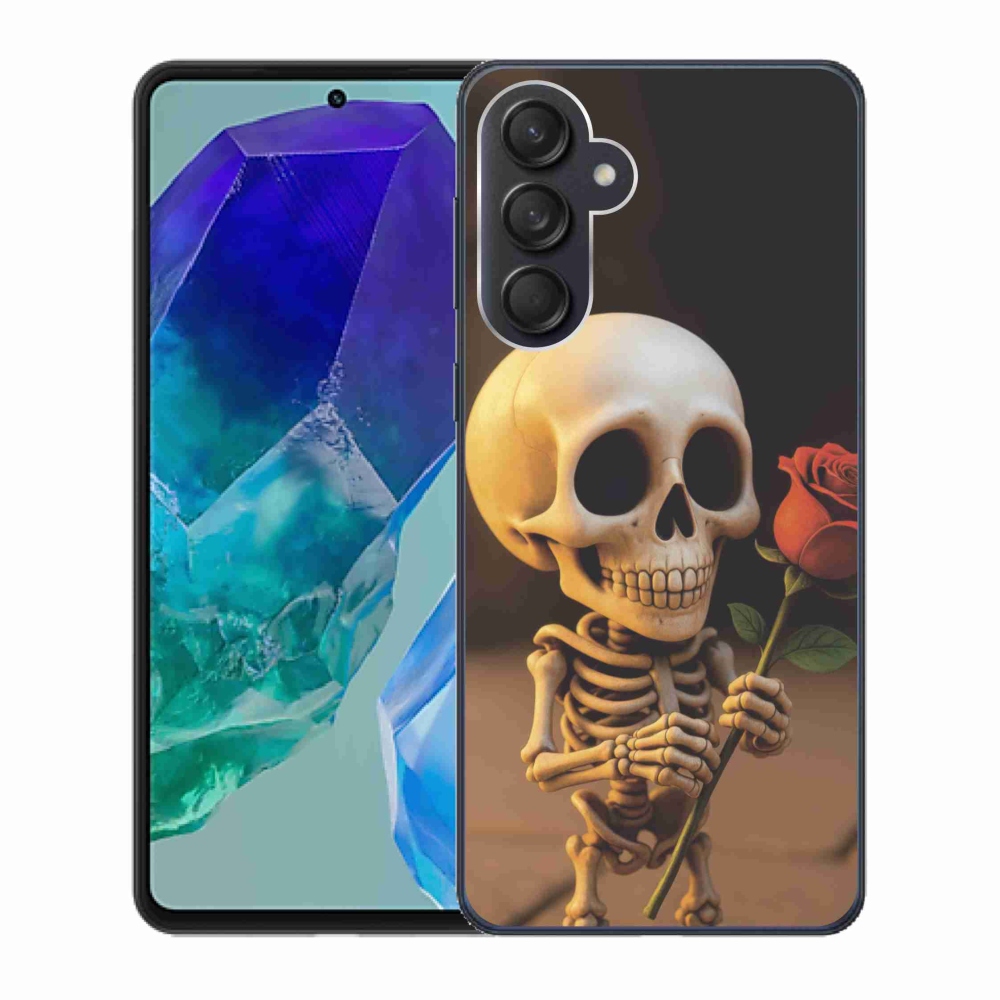 Gélový kryt mmCase na Samsung Galaxy M55 5G - kostlivec s ružou