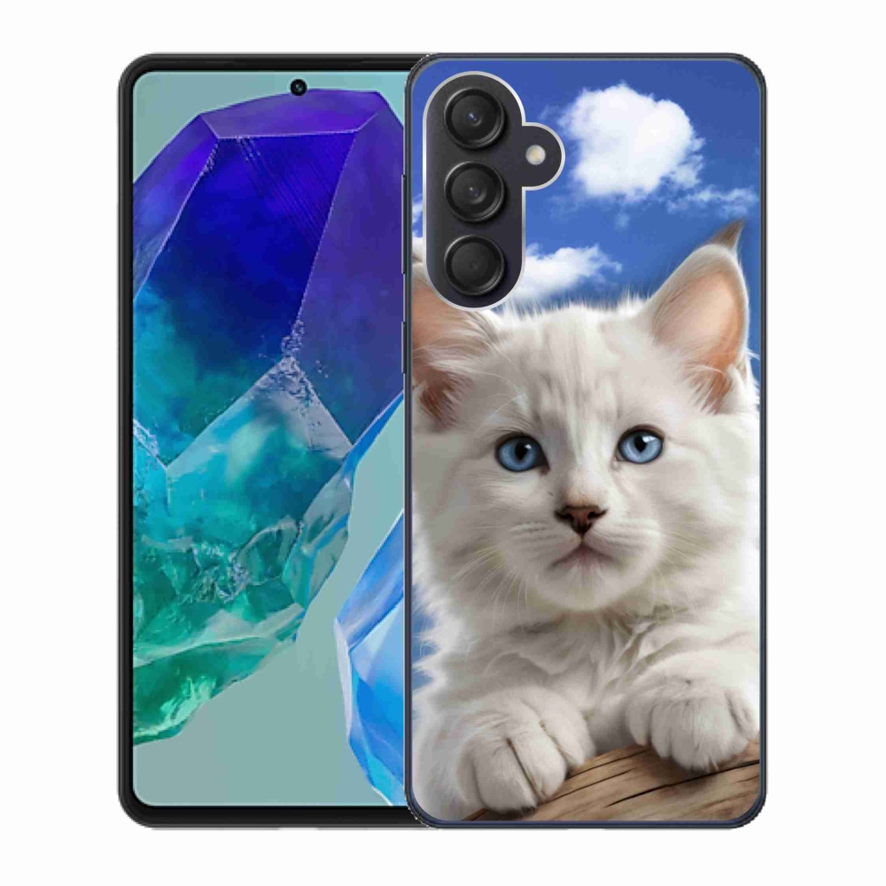 Gélový kryt mmCase na Samsung Galaxy M55 5G - mačiatko a oblaky