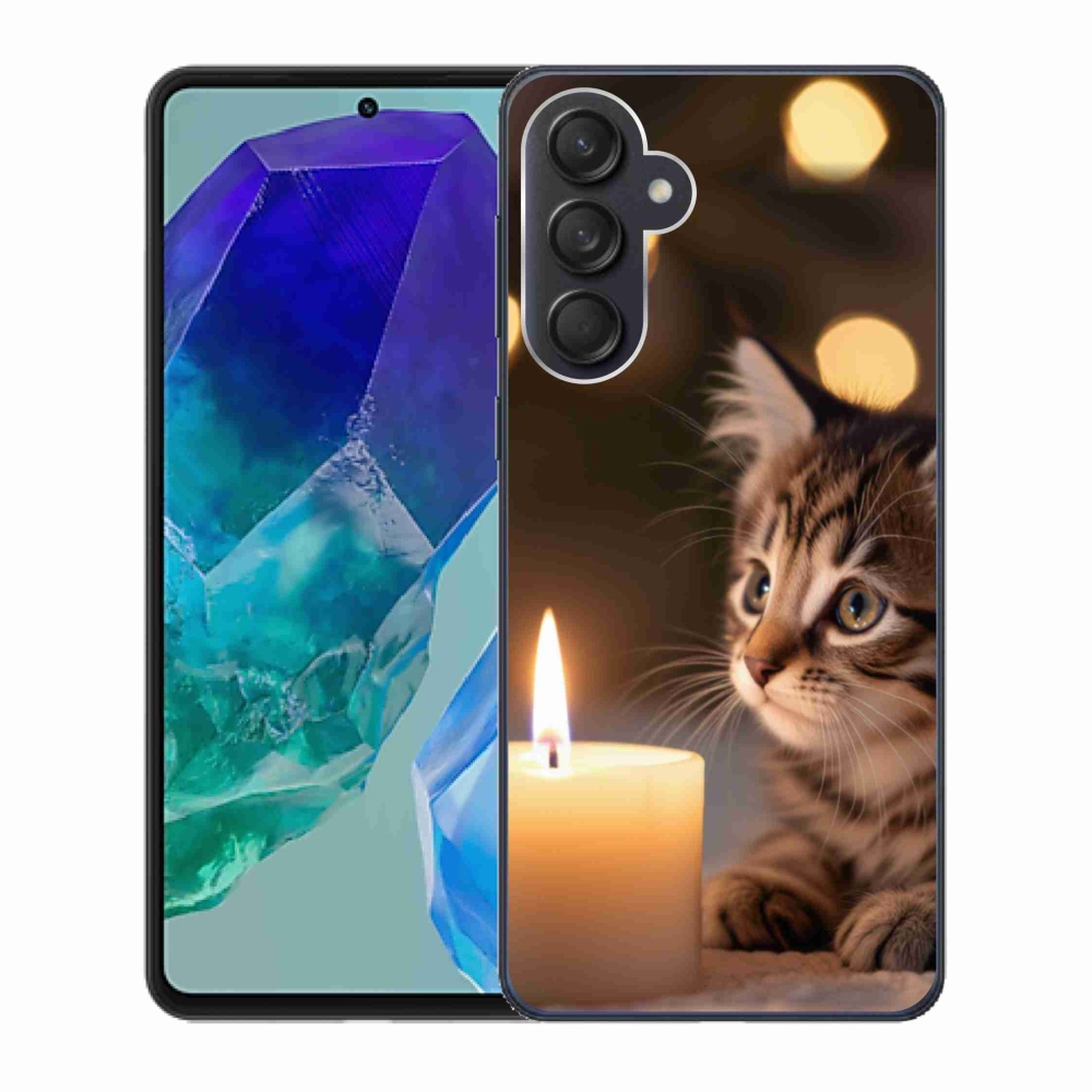Gélový kryt mmCase na Samsung Galaxy M55 5G - mačiatko a sviečka