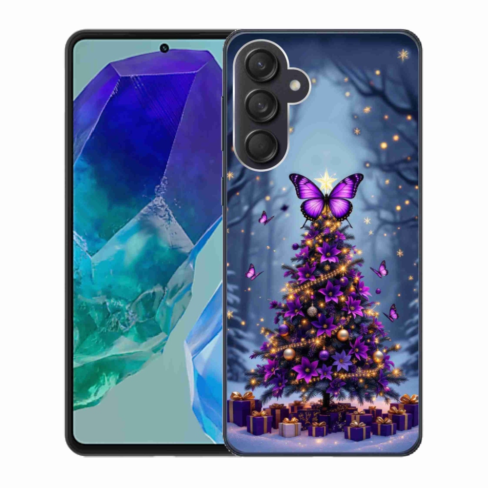 Gélový kryt mmCase na Samsung Galaxy M55 5G - motýlí vianočný stromček
