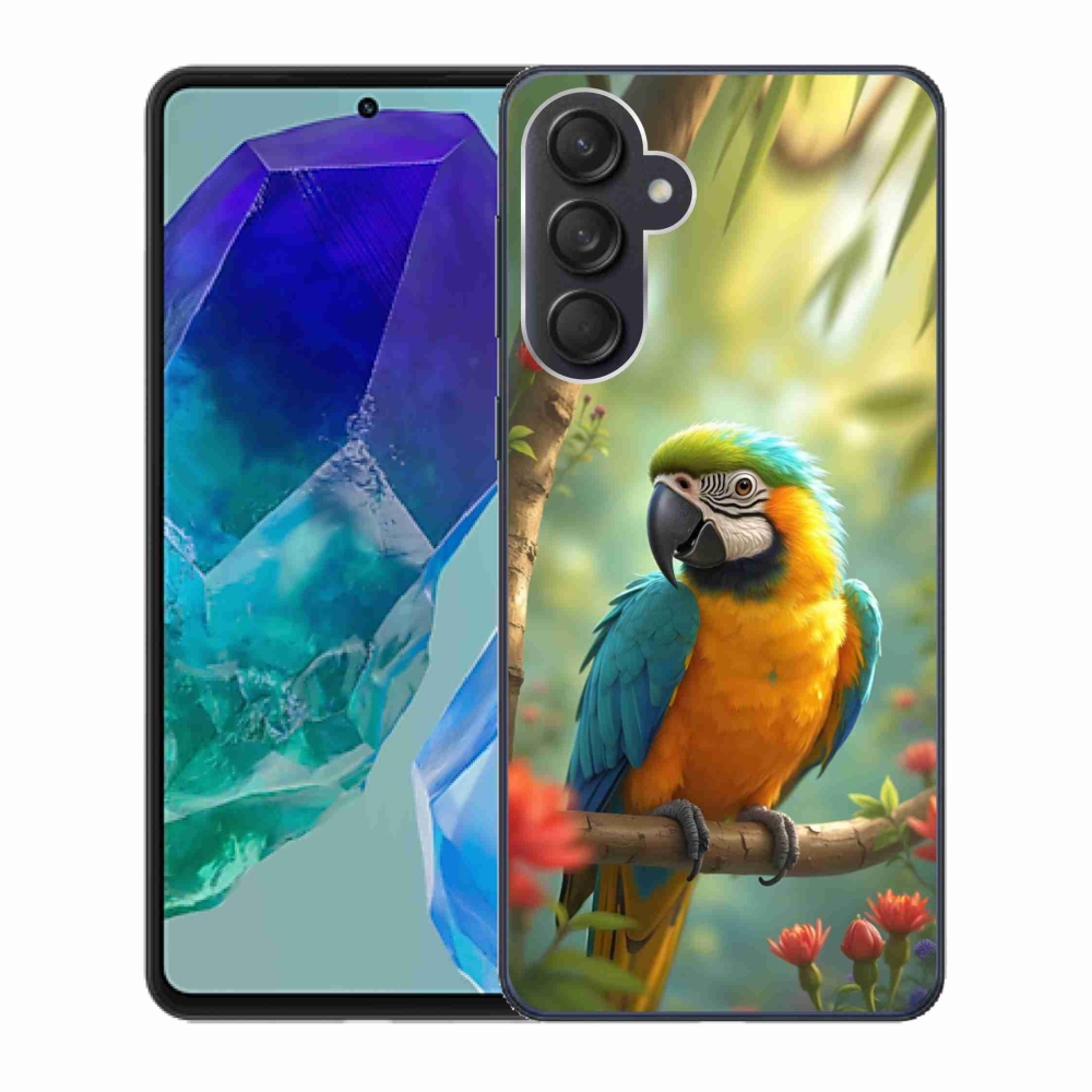 Gélový kryt mmCase na Samsung Galaxy M55 5G - papagáj ara modrožltá
