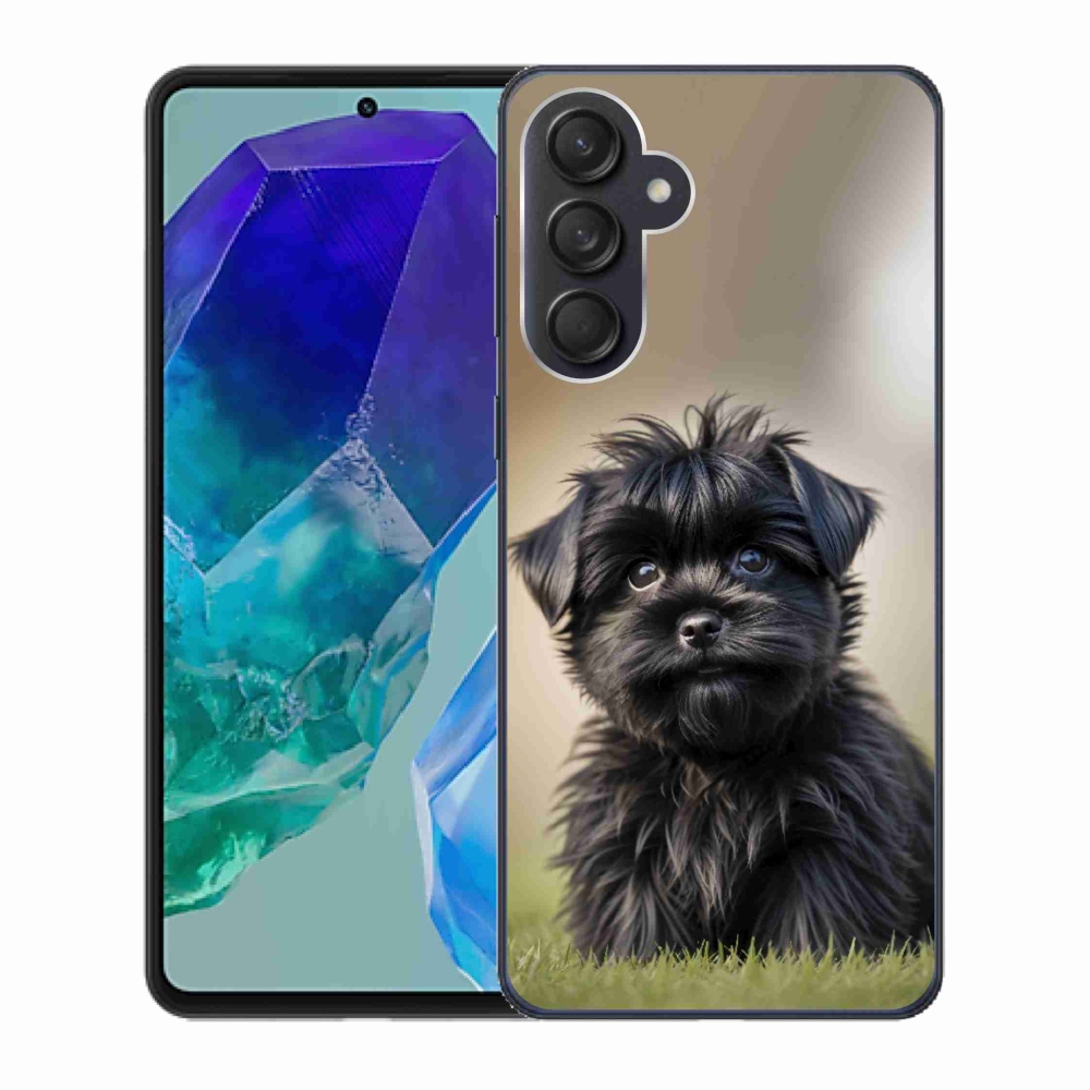 Gélový kryt mmCase na Samsung Galaxy M55 5G - roztomilý čierny psík